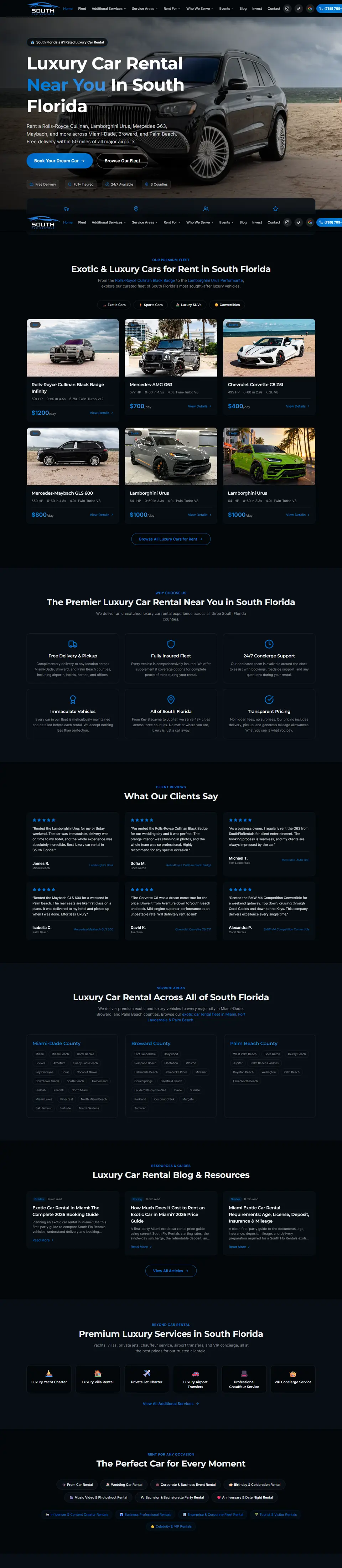 South Flo Rentals website, designed and built by WiseGai